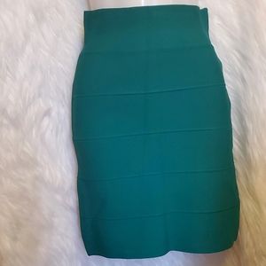 BCBGMaxazria High Waist Green Teal Bandage Skirt - Size XS / S, 0